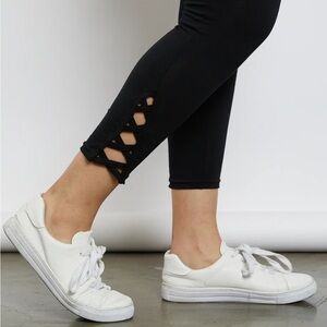 Tash Lattice-Hem High Waist Tummy Control Leggings